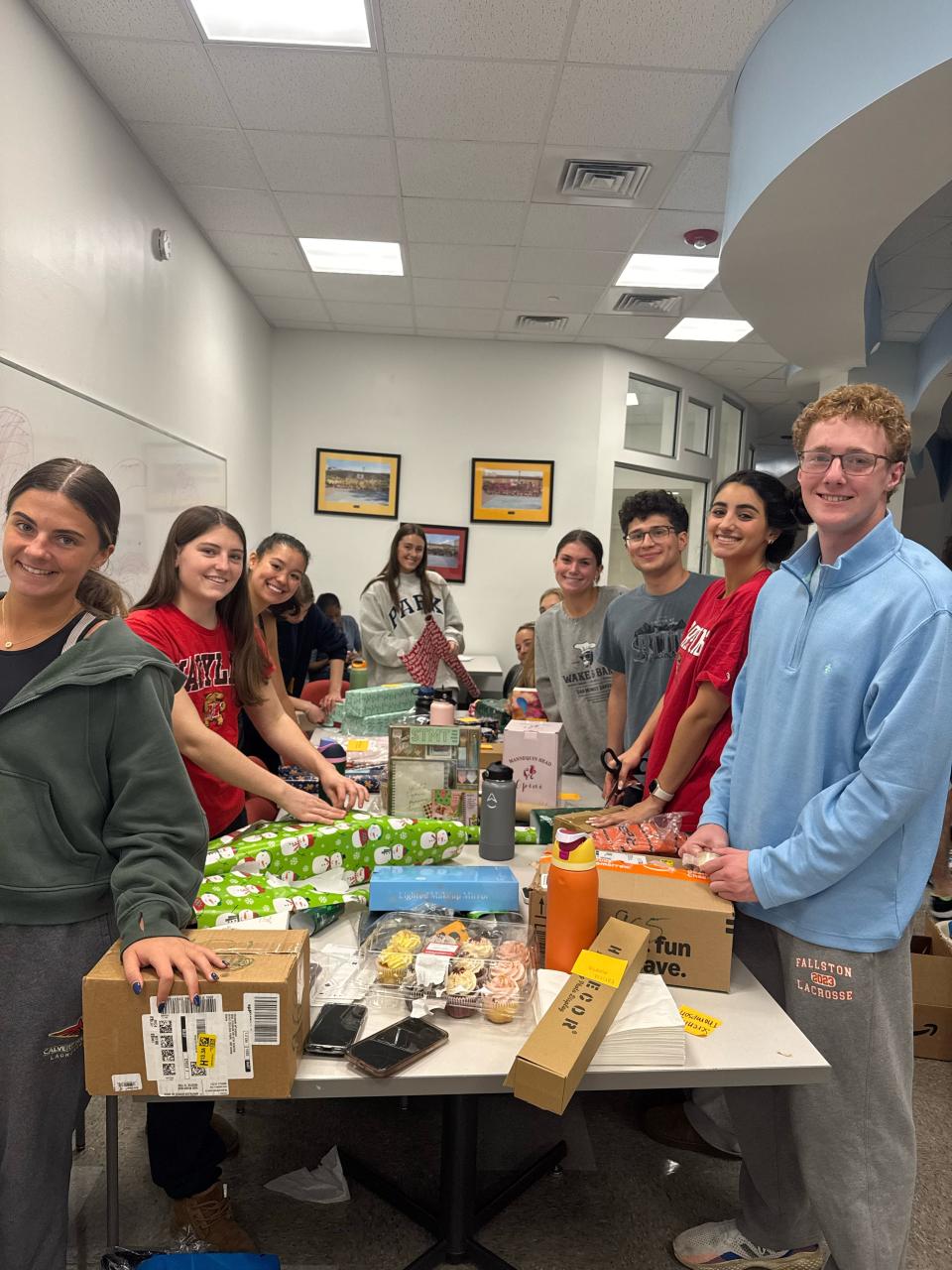 Students at a community event