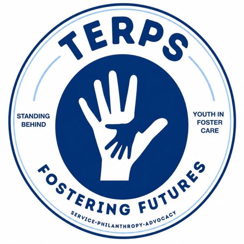 Terps Fostering Futures logo — standing behind youth in foster care